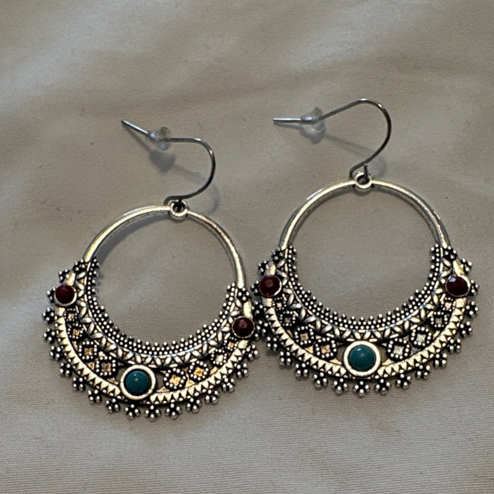 Elegant Silver and Turquoise Earrings